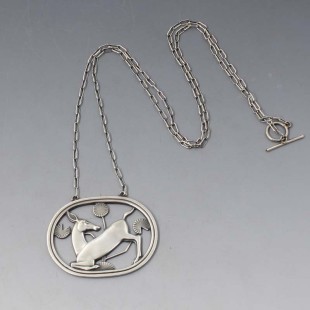 Georg Jensen kneeling deer pendant